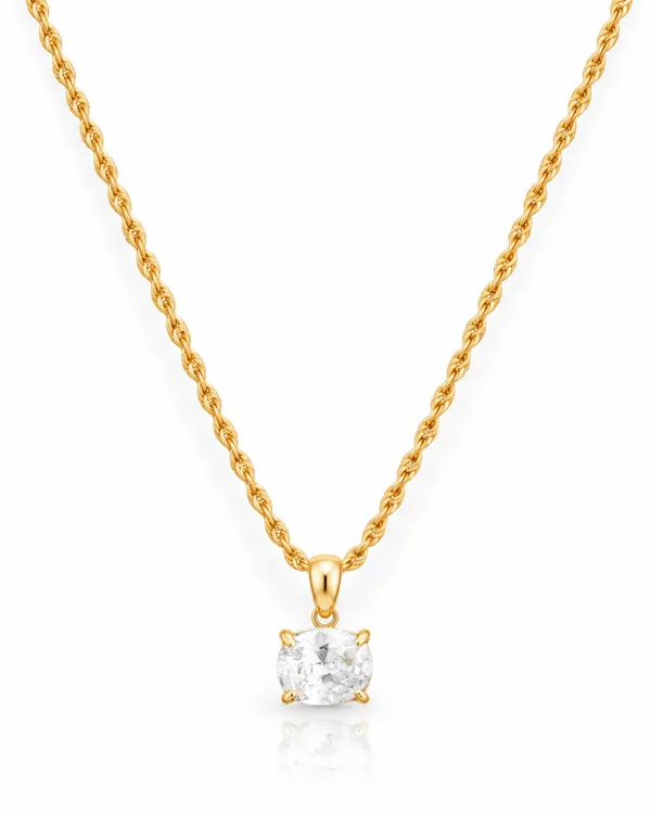 Cushion_CZ_Solitaire_Rope_Chain_Necklace