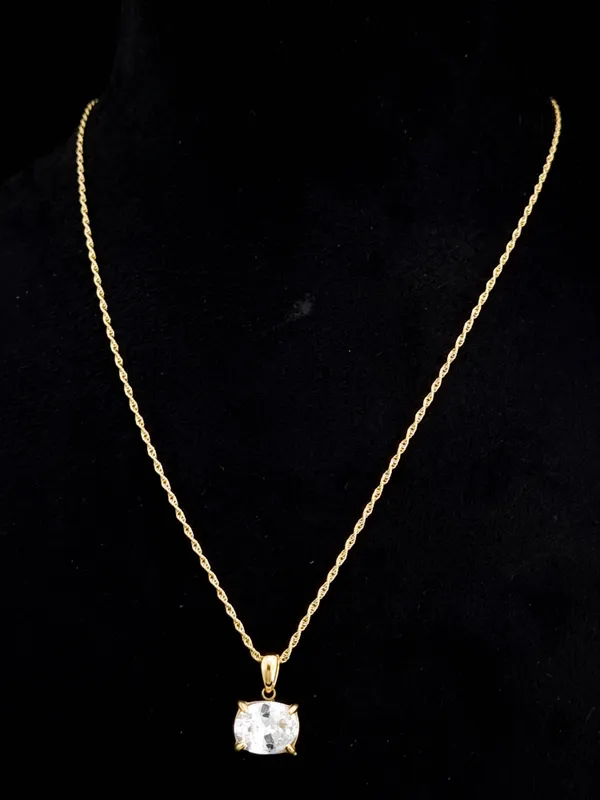 Gold_Stainless_Steel_Cushion_Cz_Solitaire_Rope_Chain_Necklace_For_Women
