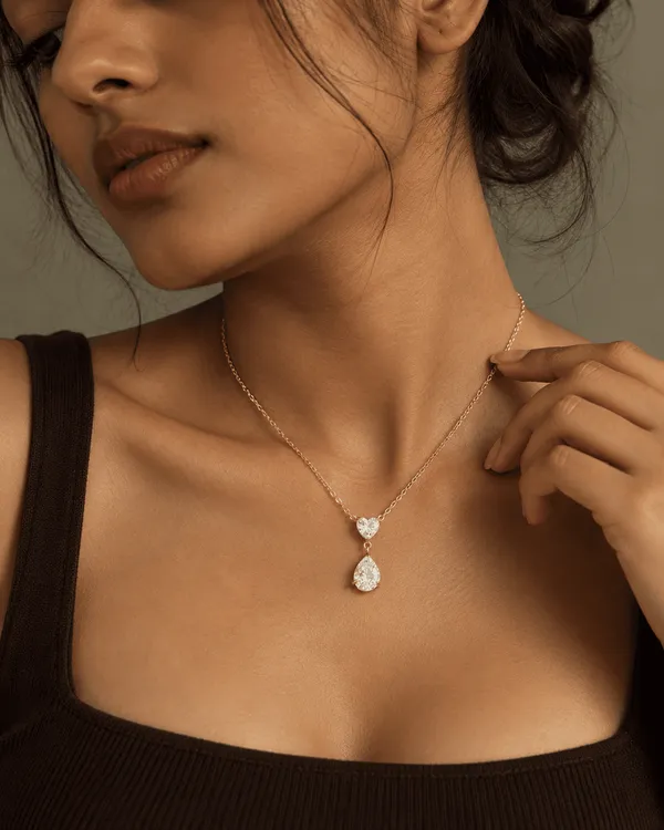 Heart_&_Pear_CZ_Drop_Pendant_Necklace