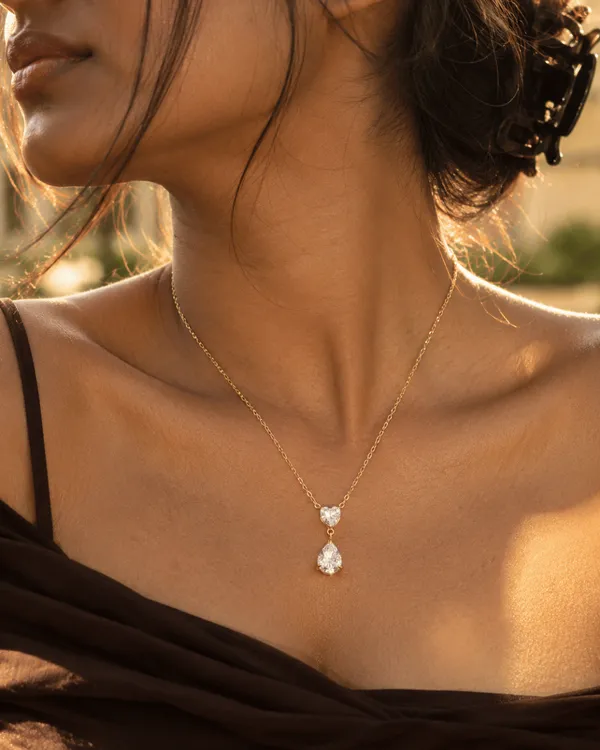 Heart_&_Pear_CZ_Drop_Pendant_Necklace