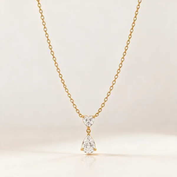Gold_Stainless_Steel_Heart_Pear_Cz_Drop_Pendant_Necklace_For_Women