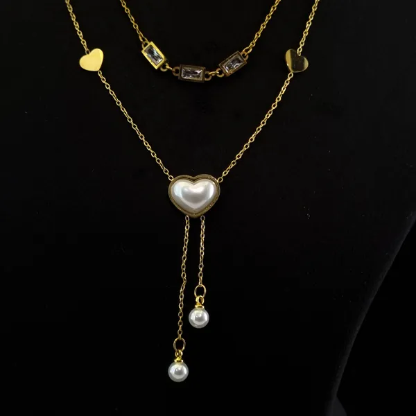 Gold_Stainless_Steel_Heartstone_Layered_Necklace_For_Women