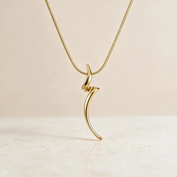 Gold_Stainless_Steel_Molten_Abstract_Flare_Pendant_Necklace_For_Women