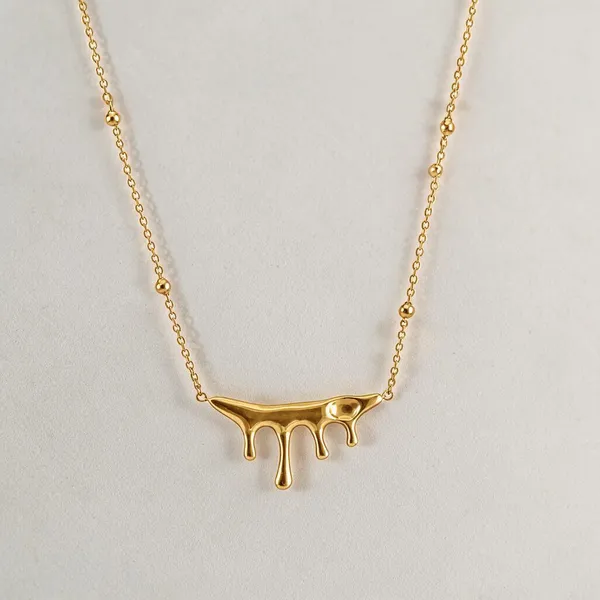 Gold_Stainless_Steel_Molten_Drip_Pendant_Necklace_For_Women