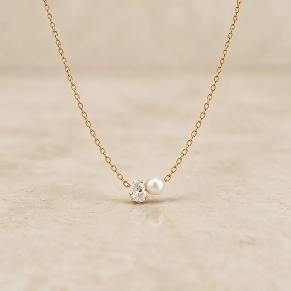 Gold_Stainless_Steel_Oval_Cz_Pearl_Duo_Pendant_Necklace_For_Women