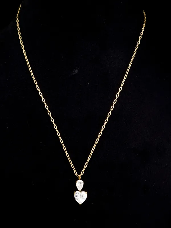Pear_&_Heart_CZ_Double_Drop_Necklace