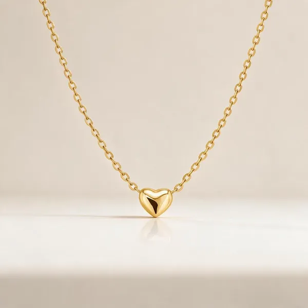 Gold_Stainless_Steel_Puffy_Heart_Slider_Pendant_Necklace_For_Women