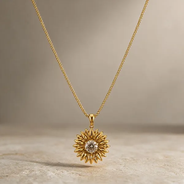 Gold_Stainless_Steel_Radiant_Sunflower_Pendant_Necklace_For_Women