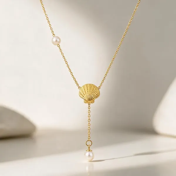 Gold_Stainless_Steel_Seashell_Lustre_Pendant_Necklace_For_Women