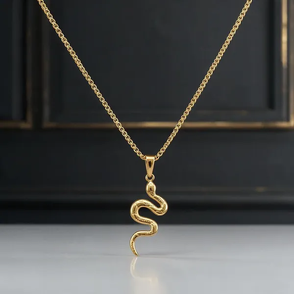 Gold_Stainless_Steel_Serpentine_Charm_Necklace_For_Women