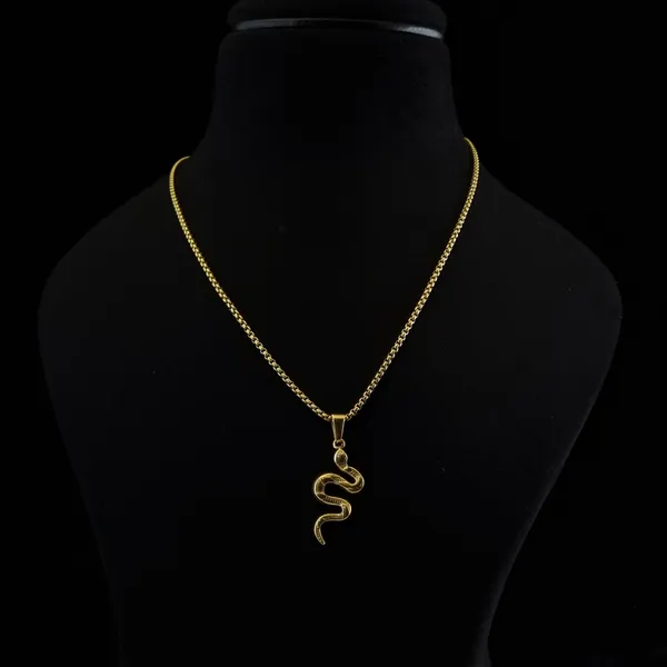 Gold_Stainless_Steel_Serpentine_Charm_Necklace_For_Women