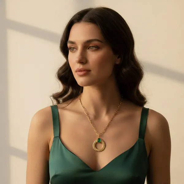Gold_Stainless_Steel_Serpentine_Portal_Necklace_For_Women