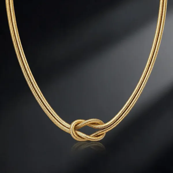 Gold_Stainless_Steel_Knot_Pendant_Necklace_For_Women