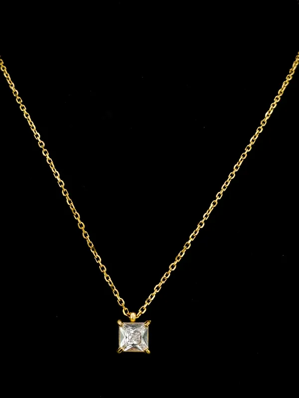 Gold_Stainless_Steel_Square_Cz_Solitaire_Necklace_For_Women