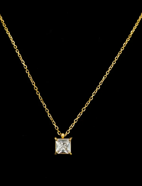 Gold_Stainless_Steel_Square_Cz_Solitaire_Necklace_For_Women