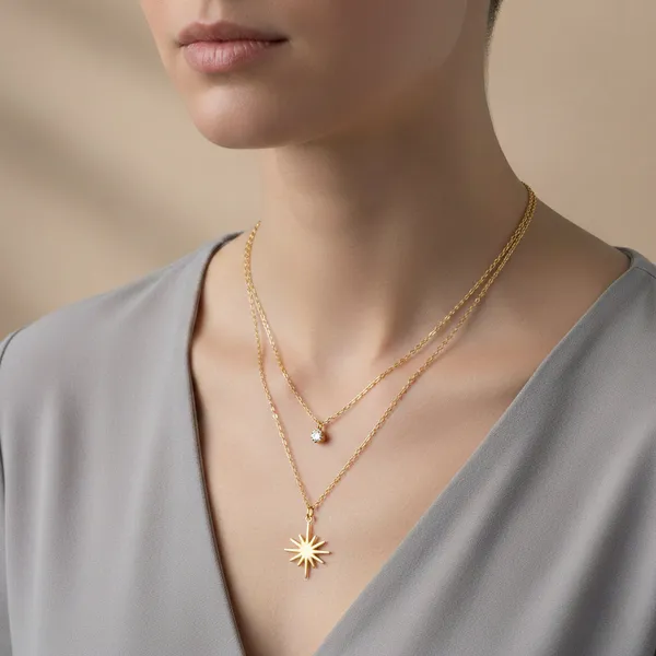 Gold_Stainless_Steel_Star_Double-Layered_Necklace_For_Women