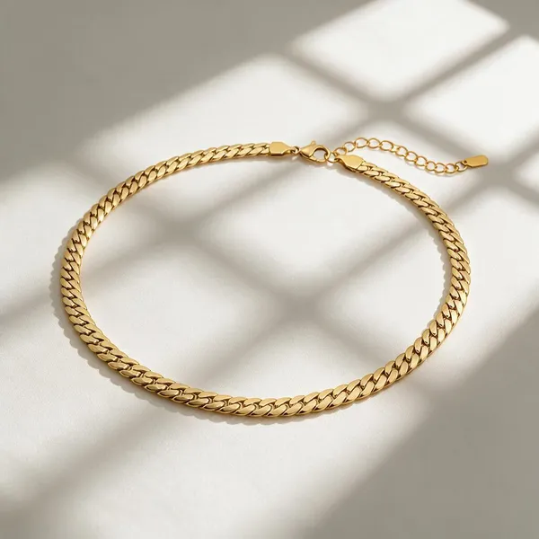 Gold_Stainless_Steel_Herringbone_Chain_Necklace_For_Women