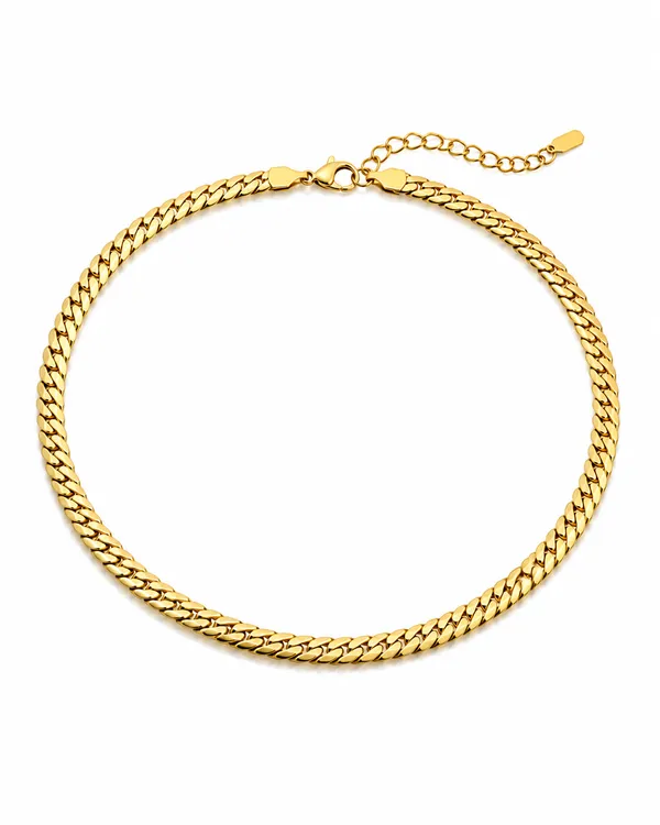 Gold_Stainless_Steel_Herringbone_Chain_Necklace_For_Women