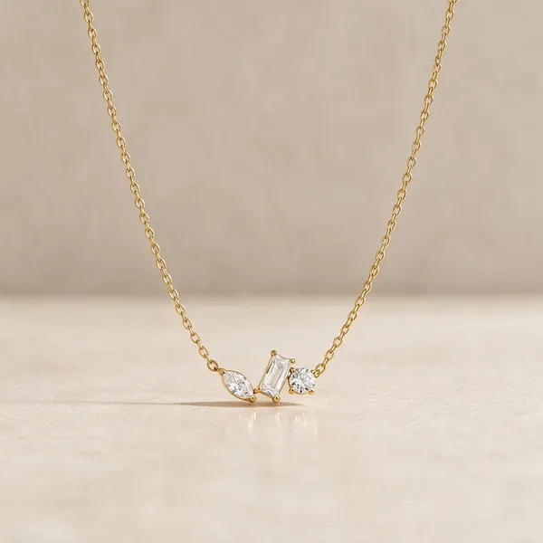 Gold_Stainless_Steel_Mixed-Cut_Cz_Pendant_Necklace_For_Women