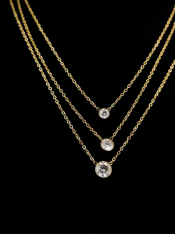 Gold_Stainless_Steel_Triple_Bezel_Layered_Necklace_For_Women
