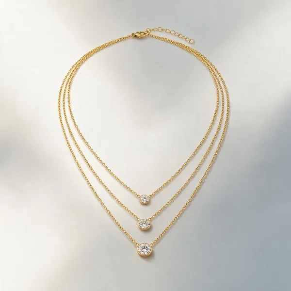 Gold_Stainless_Steel_Triple_Bezel_Layered_Necklace_For_Women