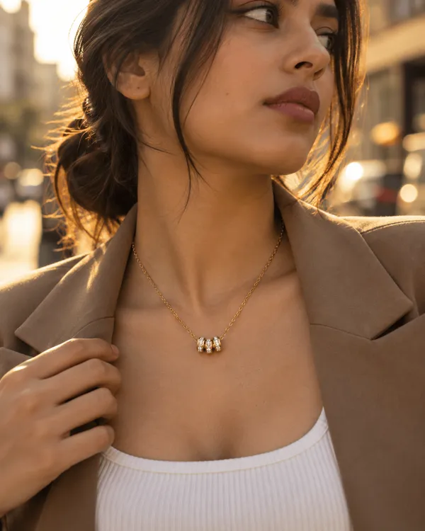 Gold_Stainless_Steel_Triple_Pave_Rondelle_Necklace_For_Women