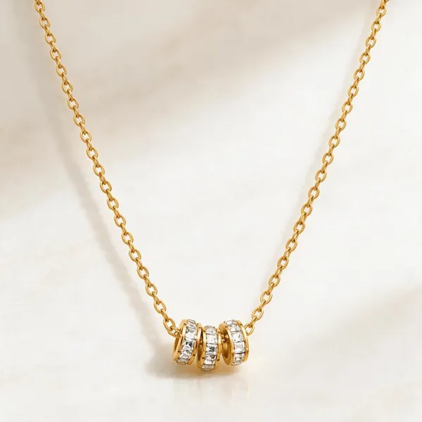 Gold_Stainless_Steel_Triple_Pave_Rondelle_Necklace_For_Women