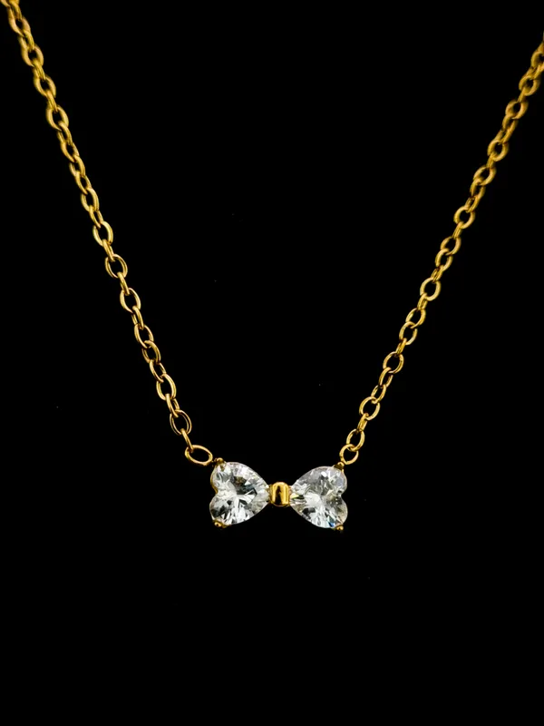 Twin_CZ_Heart_Bow_Pendant_Necklace