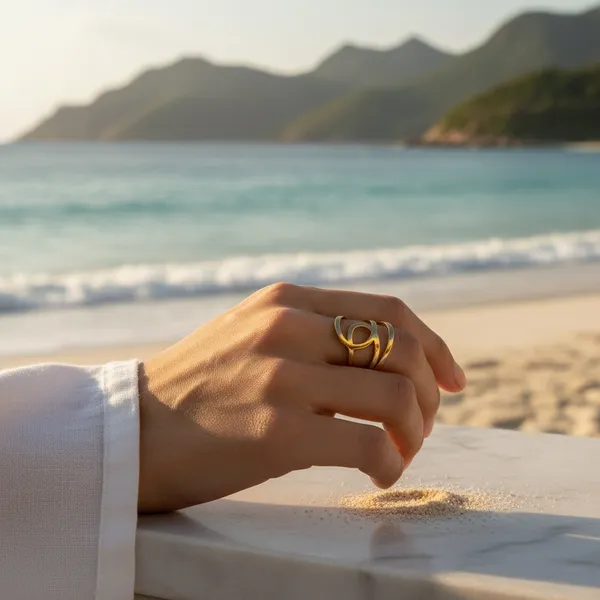 Gold_Stainless_Steel_Circle_Teardrop_Ring_For_Women