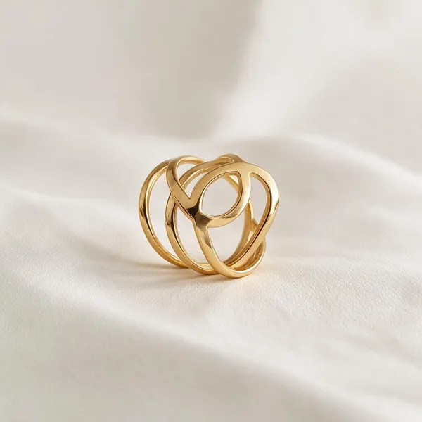 Gold_Stainless_Steel_Circle_Teardrop_Ring_For_Women
