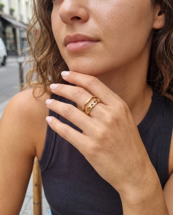 Gold_Stainless_Steel_Double_Band_Curb_Chain_Cuff_Ring_For_Women
