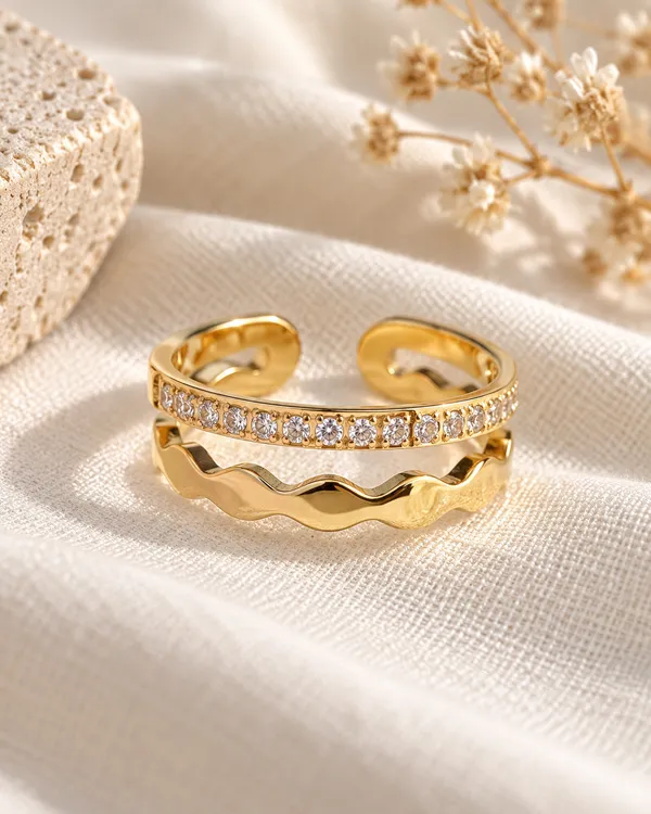 Gold_Stainless_Steel_Double_Band_Wave_Pave_Open_Ring_For_Women