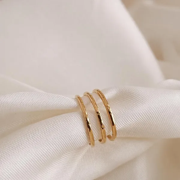 Gold_Stainless_Steel_Hammered_Trio_Ring_For_Women