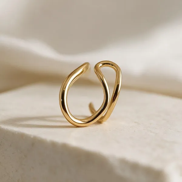 Gold_Stainless_Steel_Intertwined_Wave_Ring_For_Women