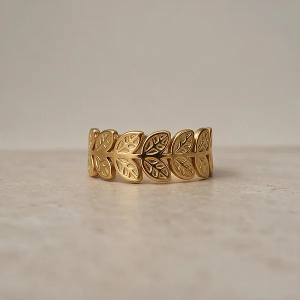 Gold_Stainless_Steel_Leaflet_Ring_For_Women