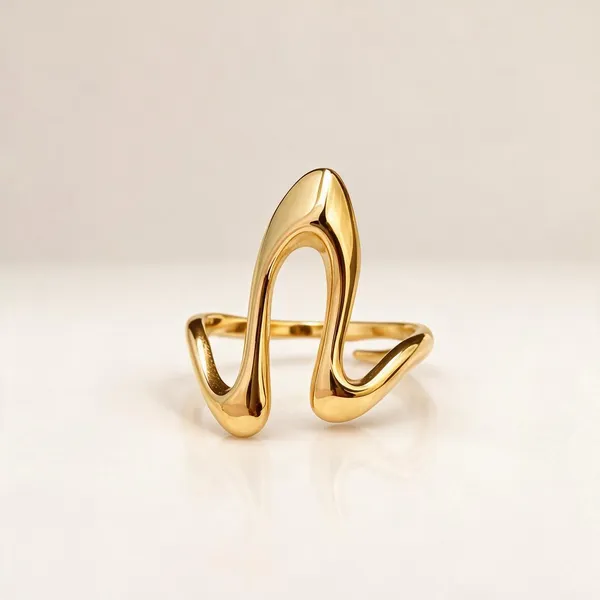 Gold_Stainless_Steel_Liquid_Wave_Open_Statement_Ring_For_Women