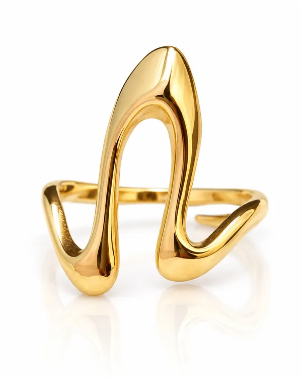 Gold_Stainless_Steel_Liquid_Wave_Open_Statement_Ring_For_Women