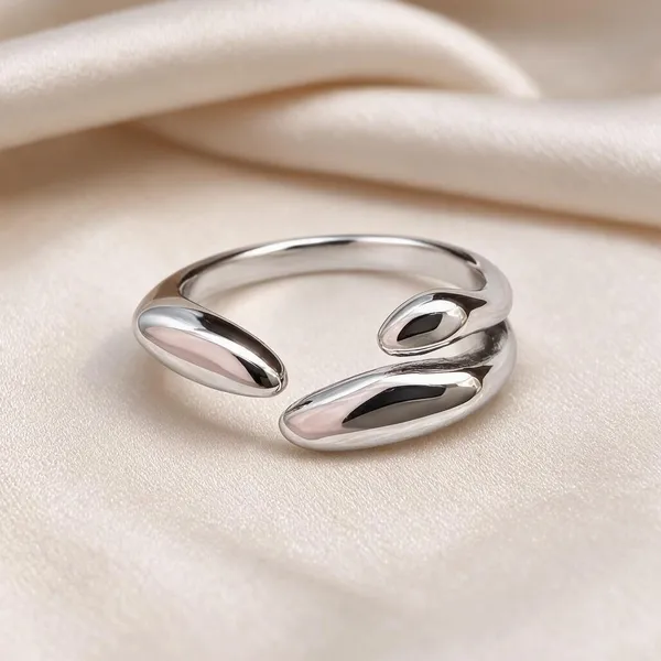 Gold_Stainless_Steel_Molten_Double-End_Open_Ring_For_Women