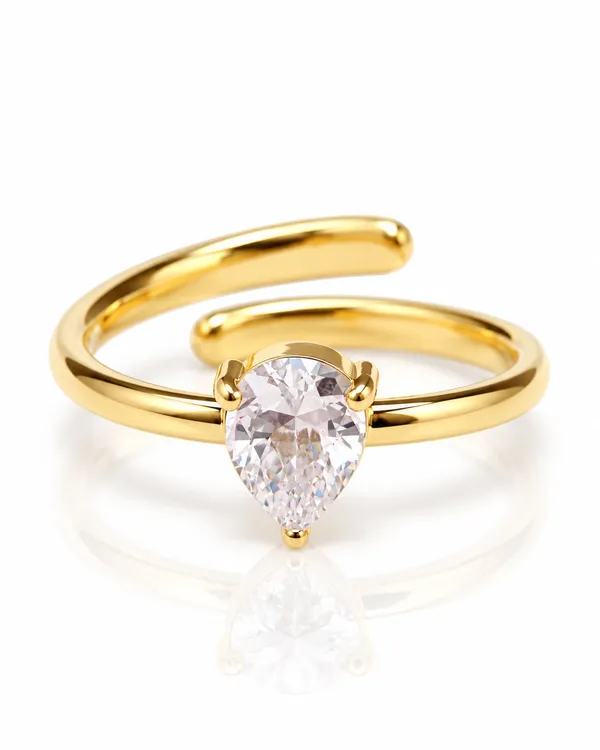 Pear_CZ_Adjustable_Wrap_Ring