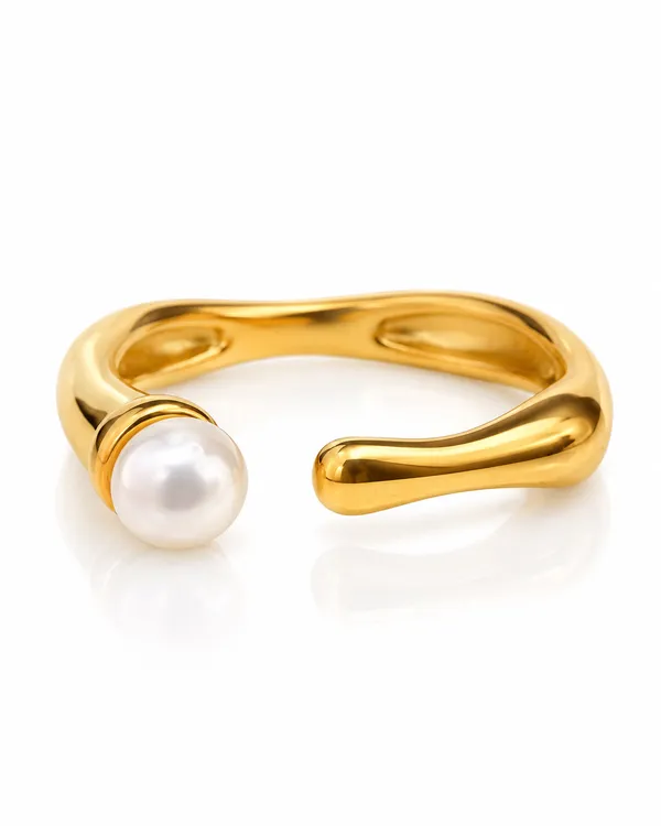 Gold_Stainless_Steel_Pearl_Tip_Open_Band_Ring_For_Women