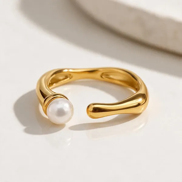 Gold_Stainless_Steel_Pearl_Tip_Open_Band_Ring_For_Women