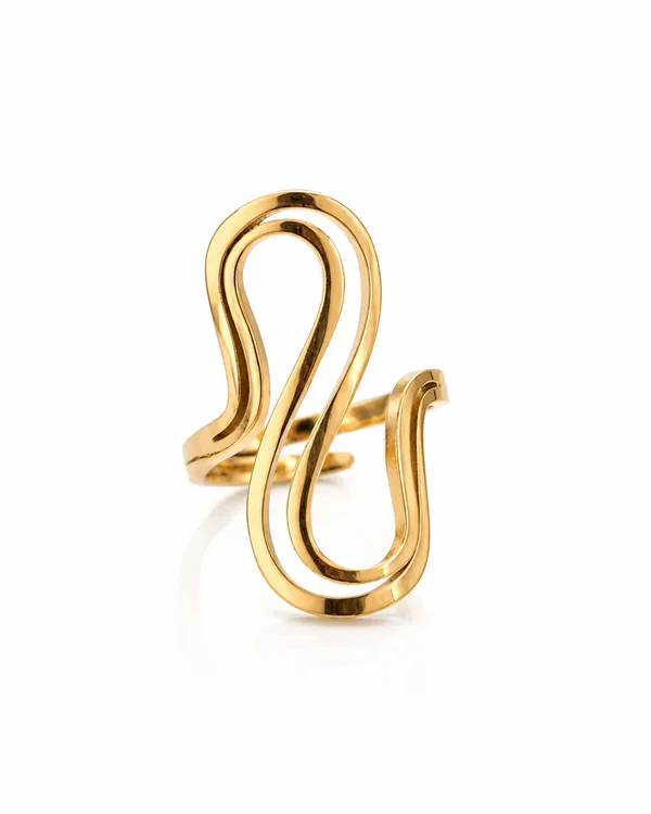 Gold_Stainless_Steel_Serpentine_Wave_Ring_For_Women