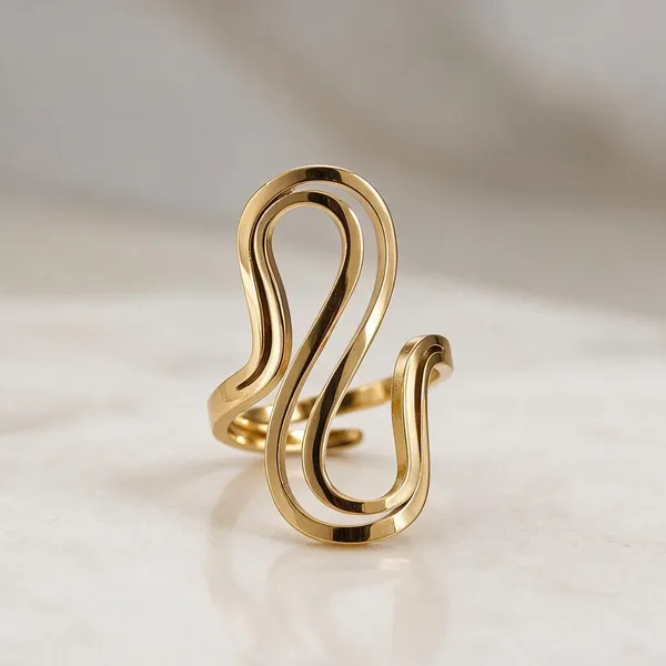 Gold_Stainless_Steel_Serpentine_Wave_Ring_For_Women