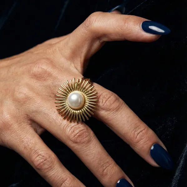 Gold_Stainless_Steel_Sunburst_Pearl_Ring_For_Women