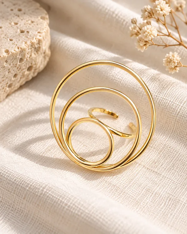 Gold_Stainless_Steel_Triple_Orbit_Open_Cuff_Ring_For_Women