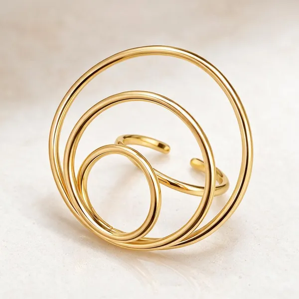 Gold_Stainless_Steel_Triple_Orbit_Open_Cuff_Ring_For_Women