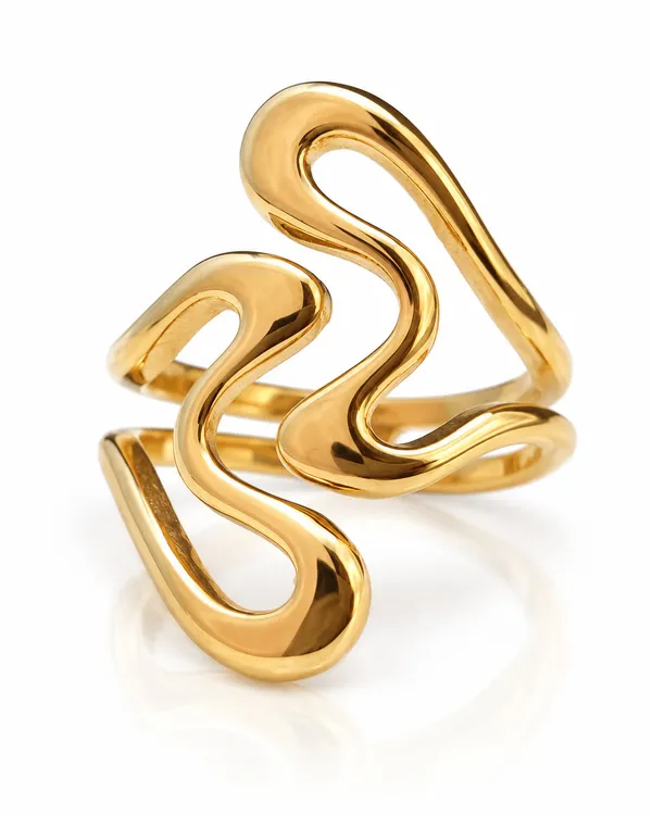 Gold_Stainless_Steel_Triple_Wave_Statement_Ring_For_Women