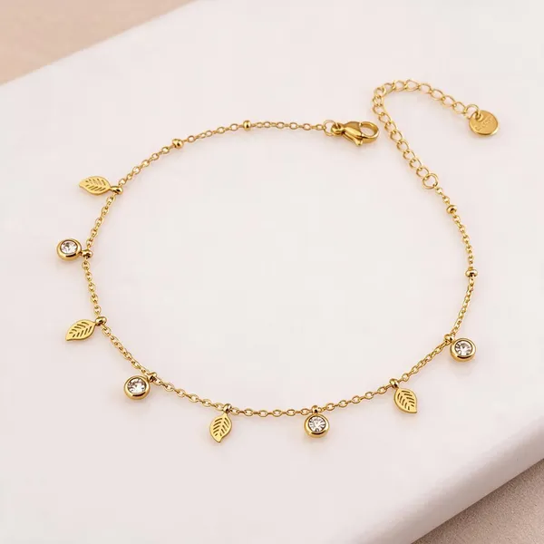 Gold_Stainless_Steel_Leaf_Anklet_For_Women