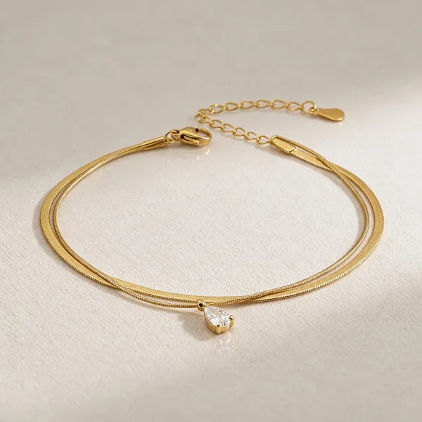 Gold_Stainless_Steel_Eternal_Tear_Drop_Anklet_For_Women