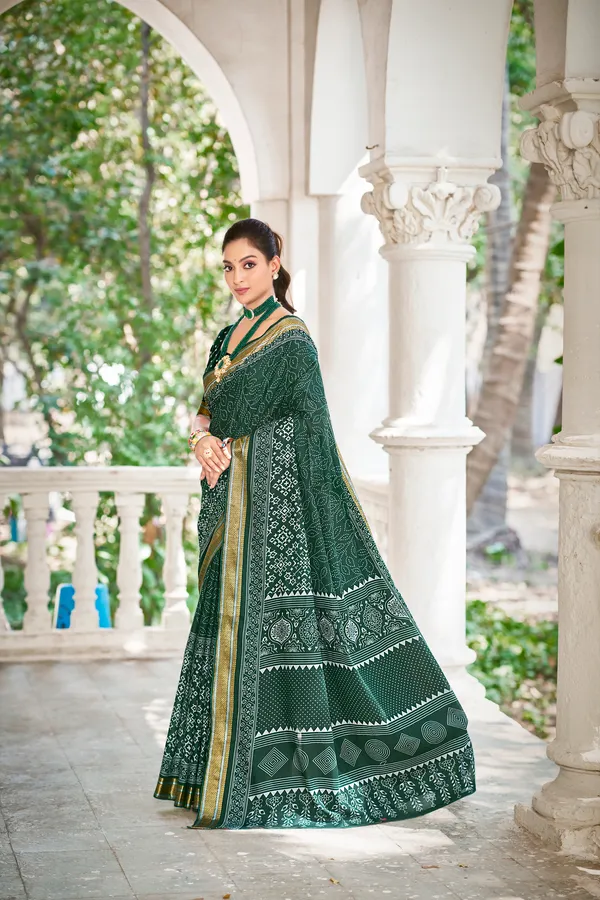 Zalak_Green_Printed_Saree_for_Women_By_Kahaf